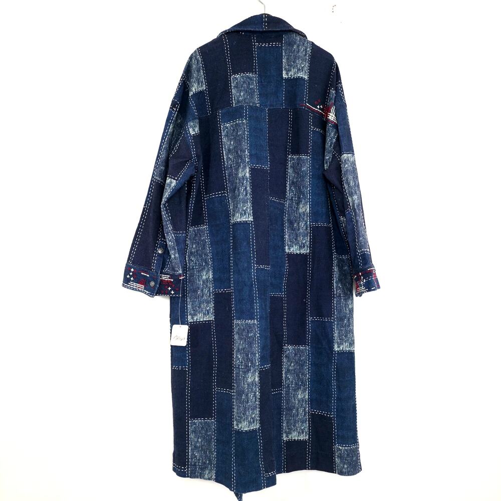 Free People We The Free Open Studio Duster Indigo Patchwork Denim Coat XS/S NWT - Picture 4 of 13